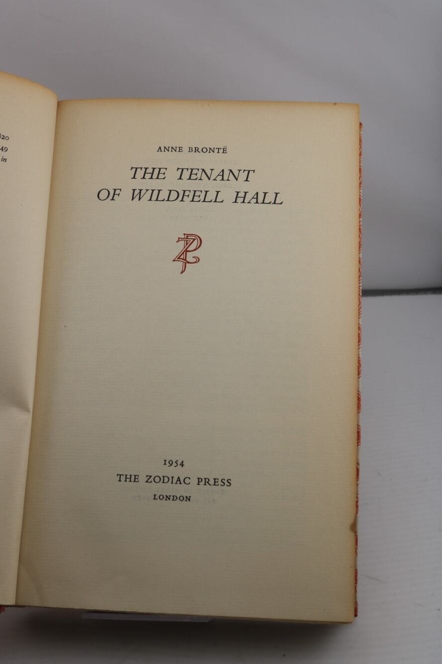 1954 The Tenant of Wildfell Hall Anne Brontë Zodiac Press Hardcover Vintage